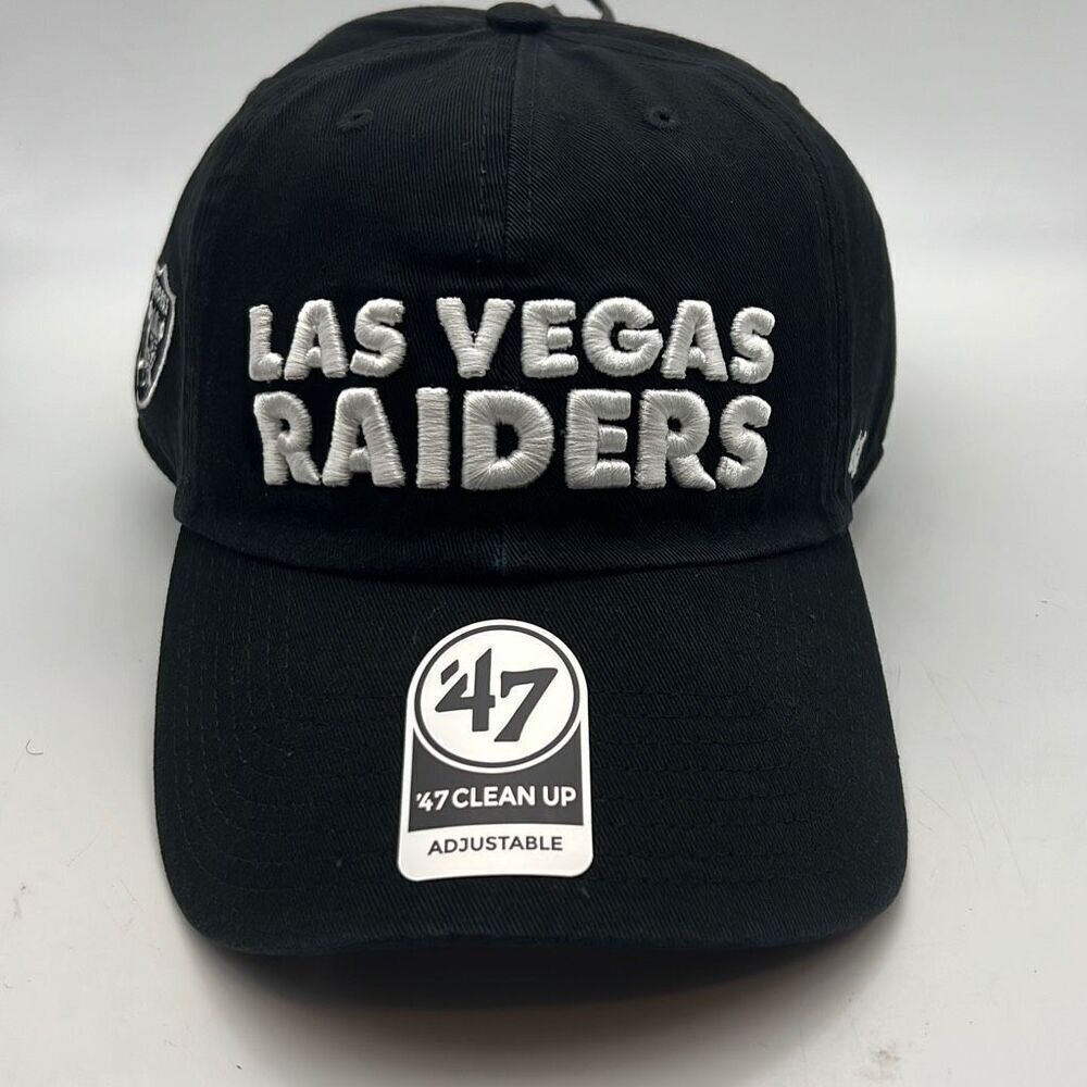 Las‎ Vegas Raiders NFL '47 Clean Up Script Adjustable cotton Hat Black NWT